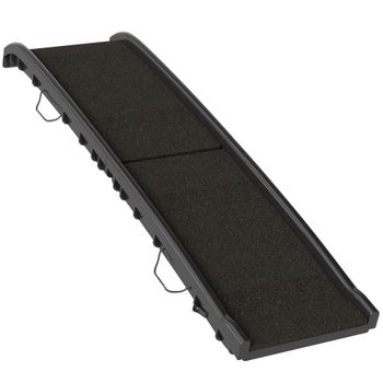 PawHut Rampa para Perros 155 cm Rampa para Perros para Coche Plegable con Asa Ángulo Ajustable Negro