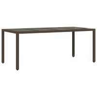 mesa de jardin  mesa de exterior superficie de vidrio ratan pe marron 190x90x75cm