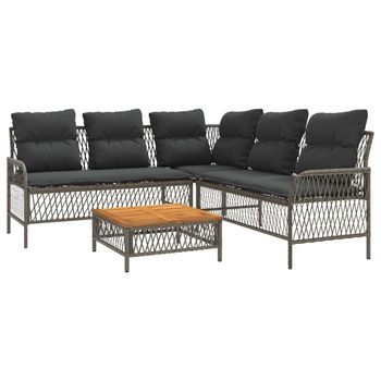 Set De Sofás De Jardín Con Cojines 2 Piezas | Mueble De Jardín Ratán Sintético Gris