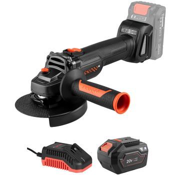 Dnipro-m Amoladora Angular Batería 20v Brushless 125mm, 2 Velocidades 3000/8500 Rpm, Arranque Suave, Batería 6ah + Cargador – Dga-201bc Ultra