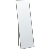 espejo de pie 50 x 156 cm marco rectangular de cuerpo entero con soporte negro beauvais