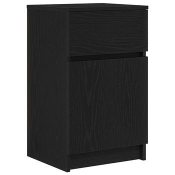 Mesita De Noche - Mesilla De Noche De Madera De Ingeniería Negra 39x35x65 Cm Mc7395