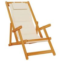 sillon  silla de playa plegable con reposabrazos crema