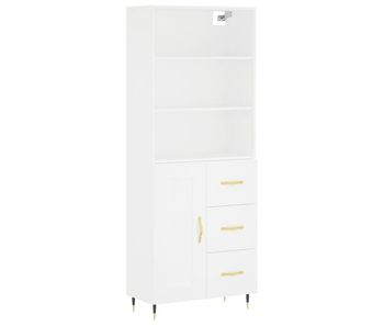 Aparador alto - mueble de almacenamiento madera contrachapada blanco 69,5x34x180 cm es644