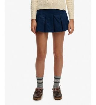 Superdry para mujer. W7210419A Falda pantalón Pleated azul marino (XS), Casual, Poliéster