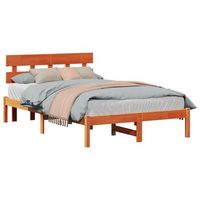 cama matrimonial  cama para adulto  estructura de cama marron 120 x 190 cm madera maciza de pino