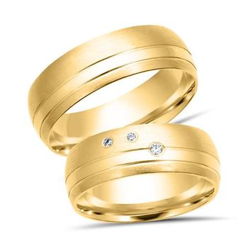 Alianzas 8 quilates oro amarillo 3 diamantes