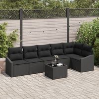 juego de sofa de jardin de 7 piezas con cojines beige poliratan v3390 unico  negro