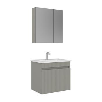 Conjunto De Mueble Con Lavabo Y Espejo (2 Piezas)  - 65 X 45 X 57 Cm - Cachemira Mate