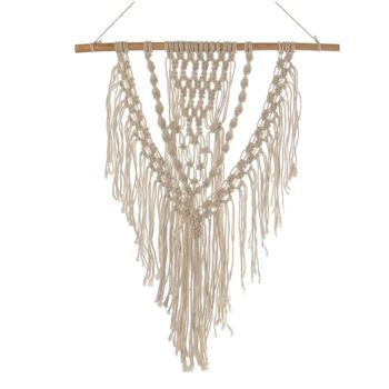 Tapiz de pared de macramé de algodón crudo 40x65 cm
