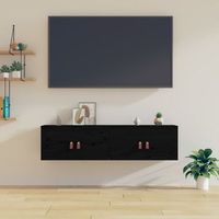 pack 2 uds armarios de pared  mueble pared madera maciza de pino negro 60x30x30 cm cfw741837