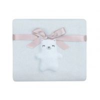 manta de punto de algodon bear with me azul