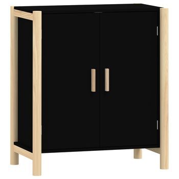 Aparador De Madera Contrachapada Negro 62x38x70 Cm