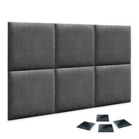 dhome juego de 6 paneles tapizados de tela autoadhesivos para pared acusticos absorbentes proteccion impactos cabeceros gris ceniza 50x50cm x6