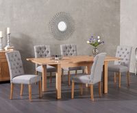 cheadle 130cm oak extending dining table with claudia chairs - cream 4 chairs