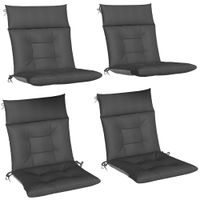 outsunny set de 4 cojines para sillas cojines para jardin colchones de banco con respaldo correas impermeables y antideslizantes para interior y exterior 112x53x8 cm gris oscuro
