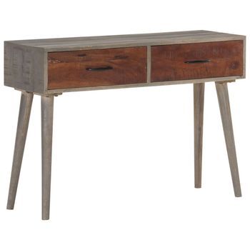 Mesa Consola De Madera Maciza De Mango Gris 110x35x75 Cm Vidaxl