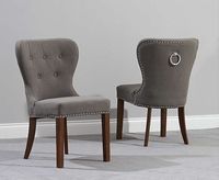knightsbridge studded grey fabric dark oak leg dining chairs - grey