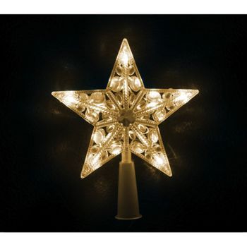 Estrella De Árbol De Remate De 10 Led Blanco Cálido Con Pilas