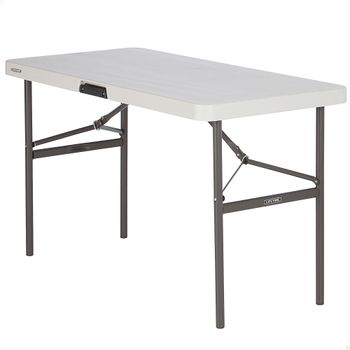 Mesa Plegable Rectangular Ultrarresistente con Tablero 54 Mm, 122x61x74 Cm, Crema