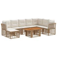 conjunto de sofas de jardin 9 uds natural y crema vidaxl
