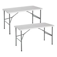 pack 2 mesas plegables portatiles resina 122cm blanco thinia home