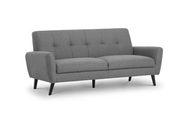 Moana Grey Linen Compact Retro 3 Seater Sofa