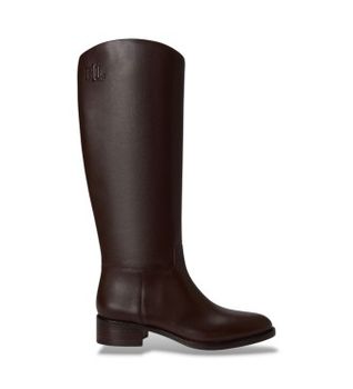 Lauren Ralph Lauren para mujer. 802P12995003 Bota alta Kyle de piel de becerro marrón (38), 1 a 3cm, Ninguno, Casual