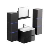 conjunto completo de muebles de bano wangerooge deluxe xl - negro made in germany