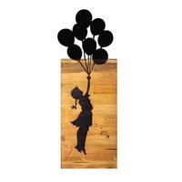 decoracion pared de madera chrld and balloons negro 30x86x3 cm