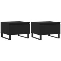 juego de 2 mesitas de noche con cajon 50 x 46 x 35 cm madera de ingenieria negra y metal dec040412