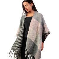 admas chaqueta poncho reversible cuadros para mujer
