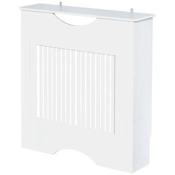 HOMCOM Cubre Radiador 78x19x82 cm en MDF Blanco Moderno con Estante Carga 10 kg y Dispositivo Antivuelco para Decoración   Aosom España