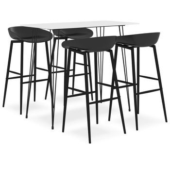 Mesa Alta Y Taburetes De Bar De 5 Piezas Blanco Y Negro Vidaxl