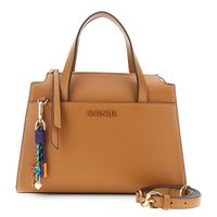 bolso bandolera efecto piel saffiano con charms multicolores tan
