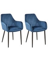 conjunto de 2 sillas de comedor  terciopelo azul oscuro