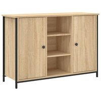 aparador de madera de ingenieria roble sonoma 100x35x70 cm