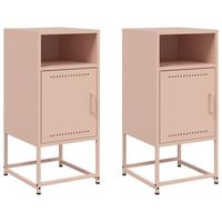 juego de 2 mesitas de noche con compartimento con puerta 36 x 39 x 78 cm acero rosa dec035640