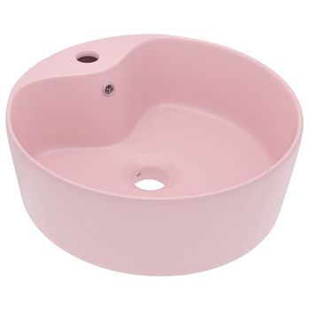 Lavabo Lujo Con Rebosadero Cerámica Rosa Mate 36x13 Cm Vidaxl