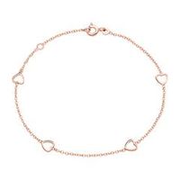 pulsera corazones para mujer en oro rosa de 14 quilates