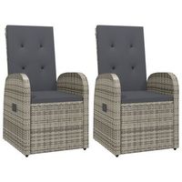 pack 2 uds sillas reclinables de jardin  silla de exterior  sillon y cojines ratan pe gris