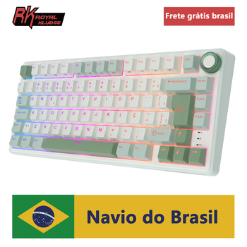 Teclado Mecánico Brasileño Royal Kludge RK R75, Teclado Gamer con Cable, Intercambiable en Caliente, 80 Teclas, Retroiluminación RGB, Teclas MDA PBT