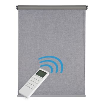 Estor Motorizado Enrollable Opaco Blackout Automático Con Batería, Motor Y Mando Premium Gris Plata 140x250 Cm