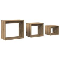 mesas apilables 3 pzas madera contrachapada color roble artisan