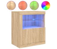 vidaxl aparador con luces led roble sonoma 605x37x67 cm