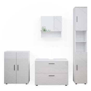 Conjunto De Muebles De Baño Irma 4 Piezas, Con Cajonera Y Mueble Alto Vicco