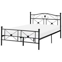 cama de metal 120 x 200 cm con somier de laminas minimalista retro negro rodez