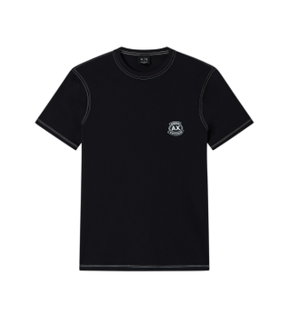 A|X Armani Exchange para hombre. XM002455AF10358UB101 Camiseta logo azul (M), Blanco, Casual, Algodón, Manga corta