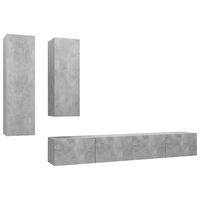 set muebles de salon tv 4 pzas madera ingenieria gris hormigon vidaxl