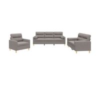 vidaxl juego de sofas con cojines 3 piezas tela gris taupe